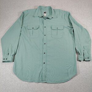 The North Face Shirt Men XL Green Nylon Utility Flap Pocket Long Sleeve Fishing